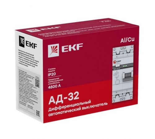 Выключатель автоматический дифференциального тока АД-32 1п+N 16А C 30мА тип AC PROxima (электронный)  DA32-16-30-pro  EKF (замена - D63N26E16C30)