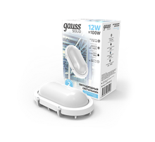 Светильник светодиодный пылевлагозащищенный для ЖКХ IP65 D175*110*76 12W IK10 1100lm 4000K SOLID антивандальный овальный 1/12  874618212  Gauss