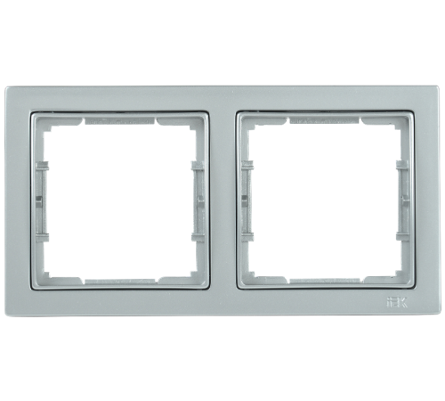 BOLERO Q1 серебряный Рамка 2-местная квадратная РУ-2-БС  EMB22-K23-Q1  IEK