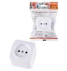 Розетка 2П открытой установки IP20 10А, белая "Дача" Народная  SQ1824-0007  TDM