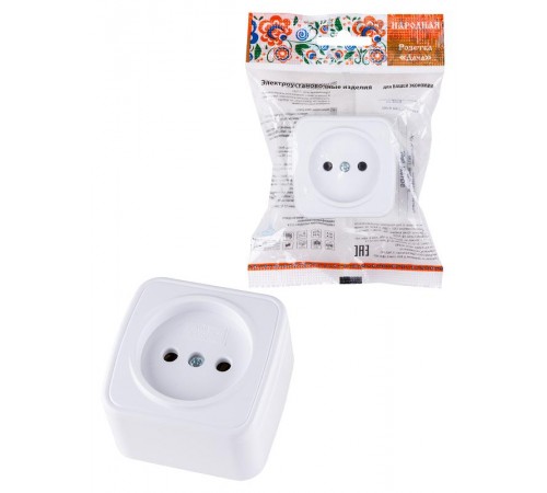 Розетка 2П открытой установки IP20 10А, белая "Дача" Народная  SQ1824-0007  TDM