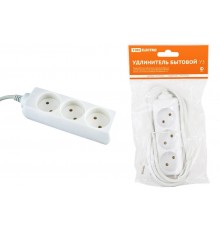 Удлинитель бытовой  У3  3 гнезда, 5метров, без заземления, ПВС 2х0,75мм2  10А/250В   SQ1303-0202  TDM