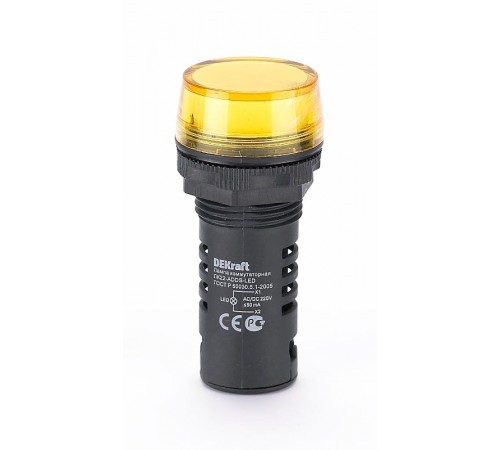 Лампа комм. ADDS 22 мм LED жел. 220В AC/DC ЛK-22   25120DEK  DEKraft