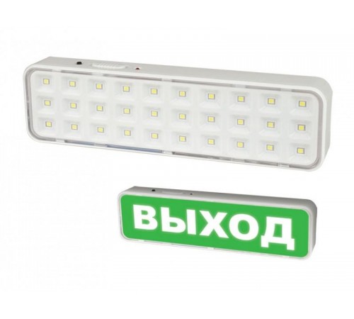 Светильник аварийного освещения ULR-Q401 2W/DW WHITE S01 "ВЫХОД" 6500K, аккумулятор AC/DС, белый.  UL-00002387  Volpe