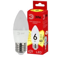 Лампа светодиодная LED  6Вт Е27 220В 2700К smd B35 ECO свеча  Б0020620  ЭРА