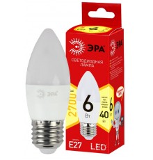 Лампа светодиодная LED  6Вт Е27 220В 2700К smd B35 ECO свеча  Б0020620  ЭРА