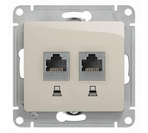 Glossa Молочный Розетка 2-ая компьютерная RJ45+RJ45, кат.5E  GSL000985KK  SE