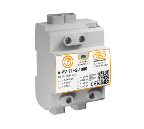 Устройство защиты от импульсных пернапряжений (УЗИП) для фотогальванических сетей (Класс I+II), 1000 В  5094230  OBO Bettermann