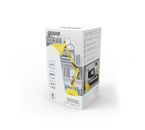 Светильник настольный GTL003 60W 220-240V E27 желтый струбцина и основание 1/12  GT0035  Gauss