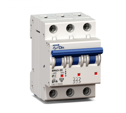Выключатель автоматический трехполюсный OptiDin BM63-3D50-ОМ4-РЕГ  233917  КЭАЗ