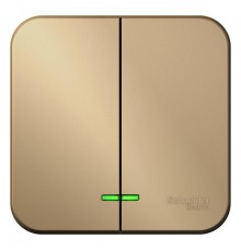 Blanca Титан О/У с изолирующей пластиной Титан Выключатель 2-клавишный с подсветкой 10А,250B  BLNVA105114  SE