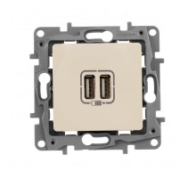 Etika Слоновая кость Розетка USB 2-ая 240В/5В 2400мА  672394  Legrand
