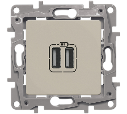 Etika Слоновая кость Розетка USB 2-ая 240В/5В 2400мА  672394  Legrand