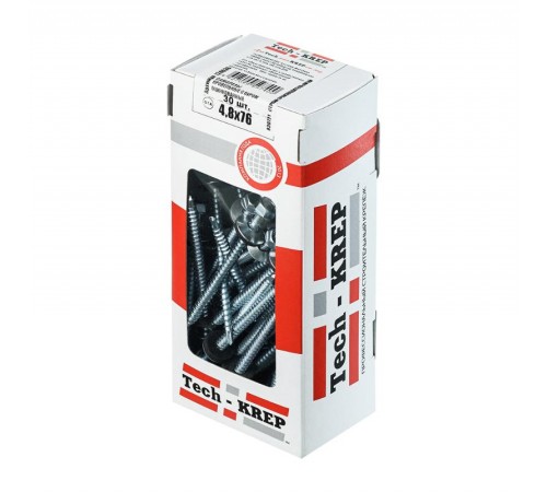 Саморез КР ZP св. 4,8х76 (30 шт) - коробка с окном ( 0,269 кг)  124636  Tech-KREP