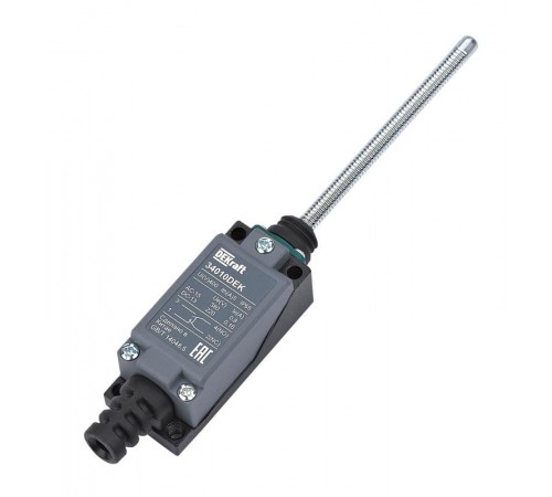 Концевой вык. метал. 1НО1НЗ Пружинный рычаг с пластиковым наконечником  34010DEK  DEKraft