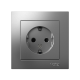 AtlasDesign Сталь Розетка с заземлением со шторками, 16А, (в сборе с рамкой)  ATN000944  SE