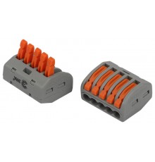 Клемма  NO-225-423 универсальная 222-415 с рычагами 5-проводная 0.08-2.5/4 мм2 (упаковка 2 шт.)  Б0067931  ЭРА