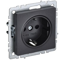 BRITE Розетка с заземлением без шторок 16А РС11-1-0-БрЧ черный  BR-R11-16-K02  IEK