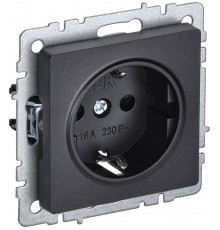 BRITE Розетка с заземлением без шторок 16А РС11-1-0-БрЧ черный  BR-R11-16-K02  IEK