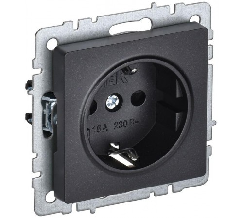 BRITE Розетка с заземлением без шторок 16А РС11-1-0-БрЧ черный  BR-R11-16-K02  IEK