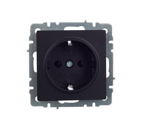 BRITE Розетка с заземлением без шторок 16А РС11-1-0-БрЧ черный  BR-R11-16-K02  IEK