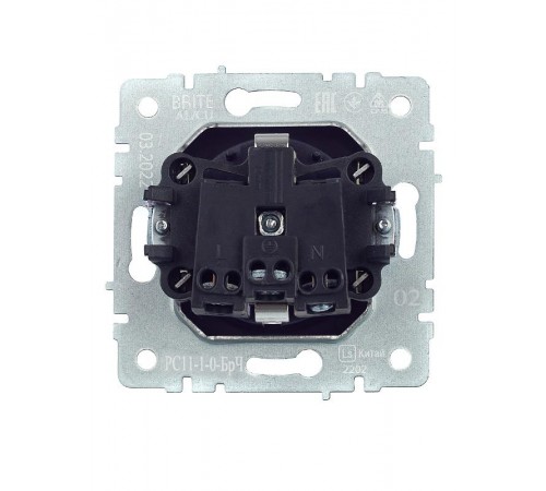 BRITE Розетка с заземлением без шторок 16А РС11-1-0-БрЧ черный  BR-R11-16-K02  IEK