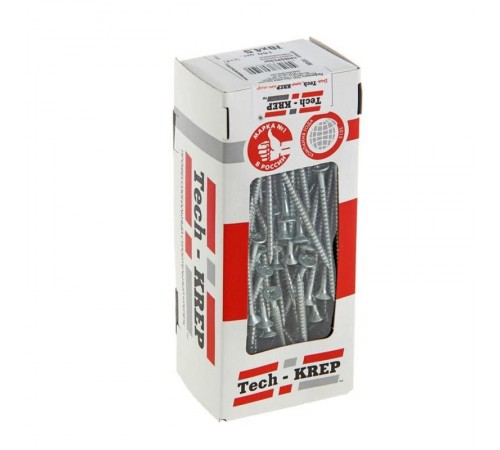 Саморезы универсальные 70х4,5 мм (150 шт) оцинкованные - коробка с окном ( 0,702 кг)  113130  Tech-KREP