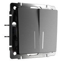 W1120164/ Электроустановочные изделия -Выключатель двухклавишный с подсветкой(графит матовый)a063099 Werkel