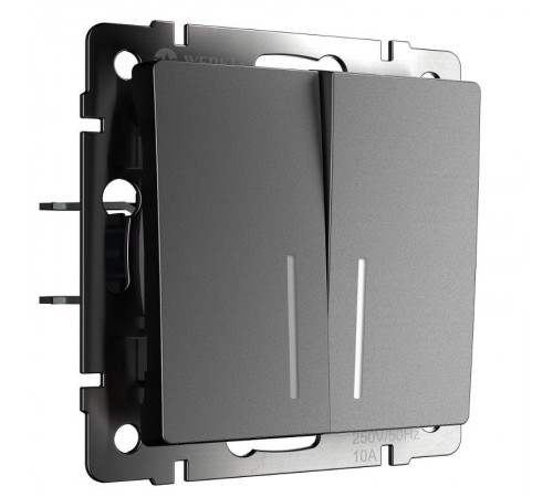 W1120164/ Электроустановочные изделия -Выключатель двухклавишный с подсветкой(графит матовый)a063099 Werkel