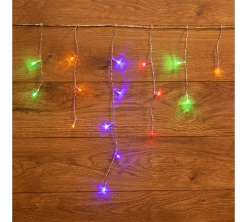 Гирлянда Айсикл (бахрома) светодиодный, 1,8 х 0,5 м, прозрачный провод, 230 В, диоды МУЛЬТИКОЛОР  255-019  NEON-NIGHT