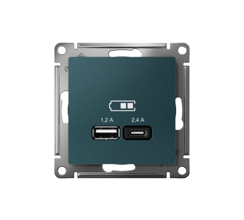AtlasDesign Изумруд USB Розетка A+С, 5В/2,4 А, 2х5В/1,2 А, механизм  ATN000839  SE