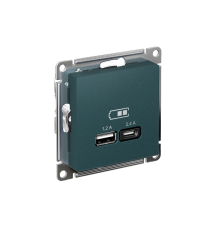 AtlasDesign Изумруд USB Розетка A+С, 5В/2,4 А, 2х5В/1,2 А, механизм  ATN000839  SE