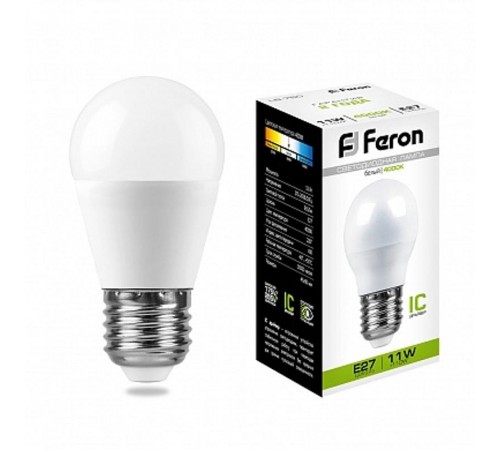 Лампа светодиодная LB-750 (11W) 230V E27 4000K G45  25950  FERON
