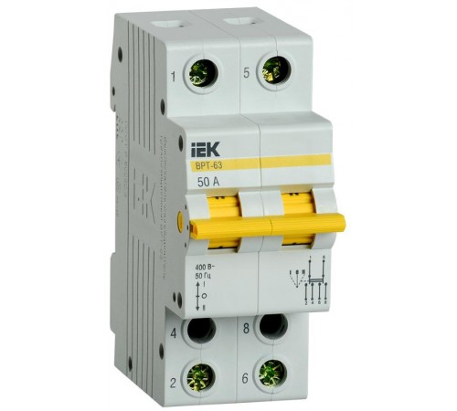 Выключатель-разъединитель (рубильник) трехпозиционный ВРТ-63 2п 50А  MPR10-2-050  IEK