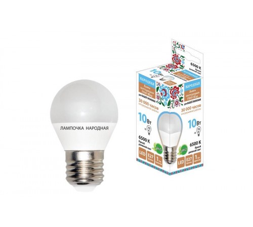 Лампа светодиодная FG45-10 Вт-230 В-6500 К-E27 Народная  SQ0340-1591  TDM