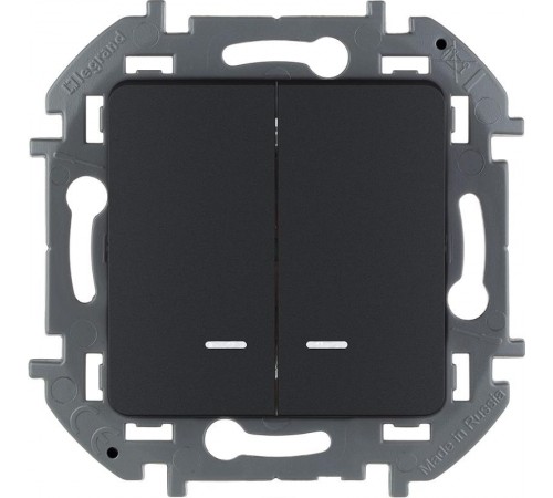 Inspiria Антрацит Выключатель 2-клавишный с подсветкой С/У без рамки 673633  Legrand
