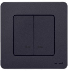 Inspiria Антрацит Выключатель 2-клавишный с подсветкой С/У без рамки 673633  Legrand