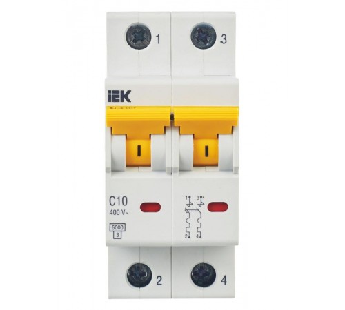 Выключатель автоматический двухполюсный ВА47-60M 2Р 10А 6кА С KARAT  MVA31-2-010-C  IEK