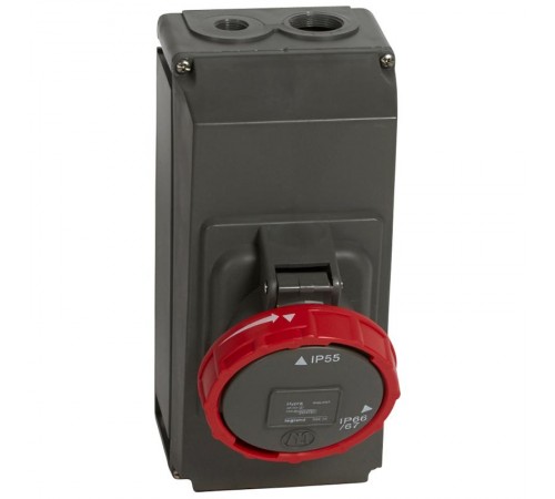 Розетка накладного монтажа в готовом корпусе Hypra - IP 66/67-55 - 3К+3 - 63 А - пластик  059438  Legrand
