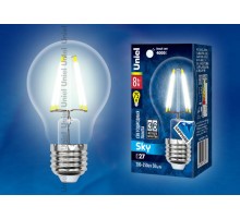Лампа светодиодная LED-A60-8W/NW/E27/CL PLS02WH LED. "груша" прозр. Серия Sky. 4000К  UL-00001372  Uniel