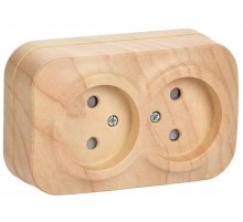 РСш22-2-ХС Розет. 2-ая без з/к с з/ш о/у 10А GLORY сосна  ERH23-K34-10  IEK