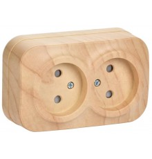 РСш22-2-ХС Розет. 2-ая без з/к с з/ш о/у 10А GLORY сосна  ERH23-K34-10  IEK