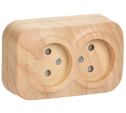 РСш22-2-ХС Розет. 2-ая без з/к с з/ш о/у 10А GLORY сосна  ERH23-K34-10  IEK