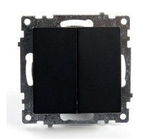 Выключатель 2-клавишный (механизм) 250В, 10А, серия Катрин, GLS10-7104-05, черный  39606  STEKKER