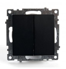 Выключатель 2-клавишный (механизм) 250В, 10А, серия Катрин, GLS10-7104-05, черный  39606  STEKKER