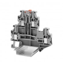 Клемма двухуровневая, верх. ур. с размыкателем, нижний -проходной, винт. зажим, 4 подкл., 4 кв.мм, серая  TTURB-4-MT  DKC