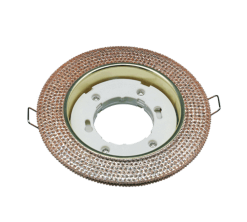 Светильник встраиваемый GX53R-crystal R43L под лампу GX53 с подсветкой 230B Светло-Золотистый/ Золото  4690612016207  IN HOME