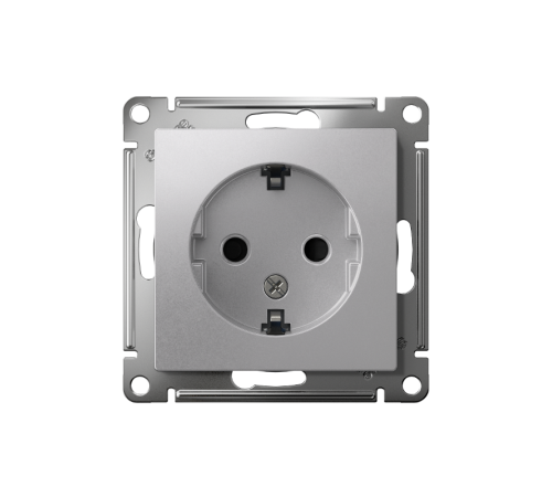 AtlasDesign Алюминий Розетка с заземлением со шторками, 16А, механизм  ATN000345  SE