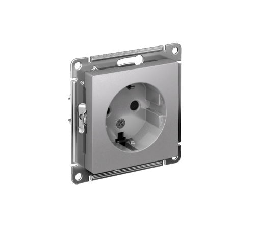 AtlasDesign Алюминий Розетка с заземлением со шторками, 16А, механизм  ATN000345  SE