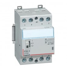Контактор CX 4П 400В катушка 230В 63A 4НО 2 модуля, преременный ток АС, с рукояткой управления, малошумный 412563  Legrand